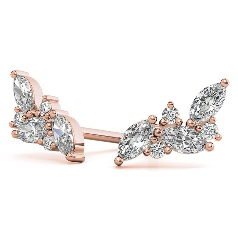 Marquise and Round Moissanite Stud Earrings