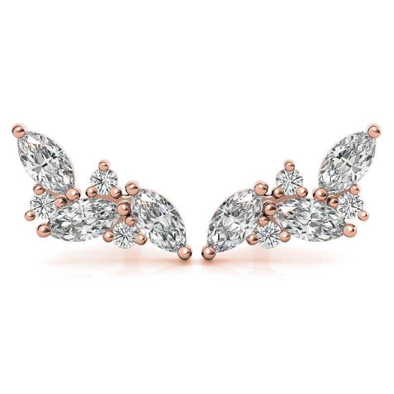 Marquise and Round Moissanite Stud Earrings