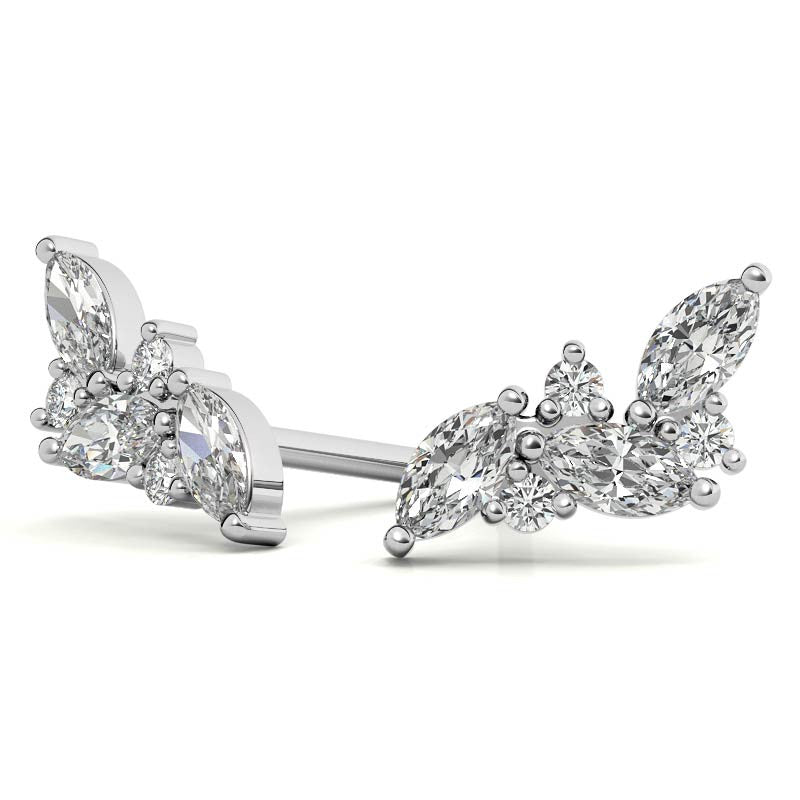 Marquise and Round Moissanite Stud Earrings