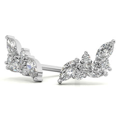Marquise and Round Moissanite Stud Earrings