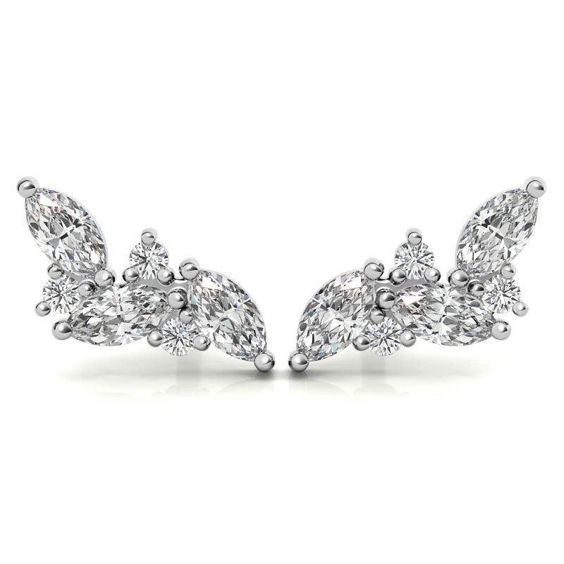 Marquise and Round Moissanite Stud Earrings