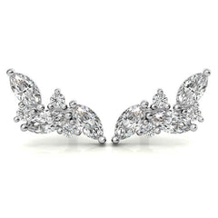 Marquise and Round Moissanite Stud Earrings