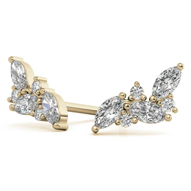 Marquise and Round Moissanite Stud Earrings
