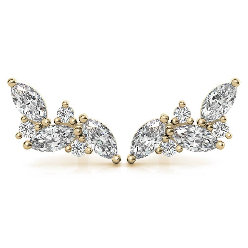 Marquise and Round Moissanite Stud Earrings