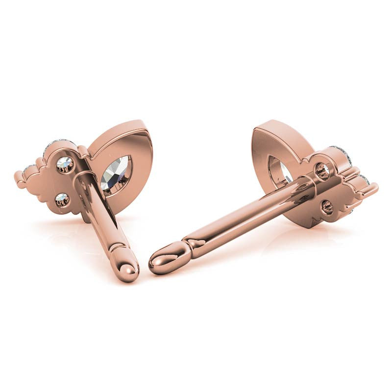 Marquise Bezel and Round Moissanite Stud Earrings