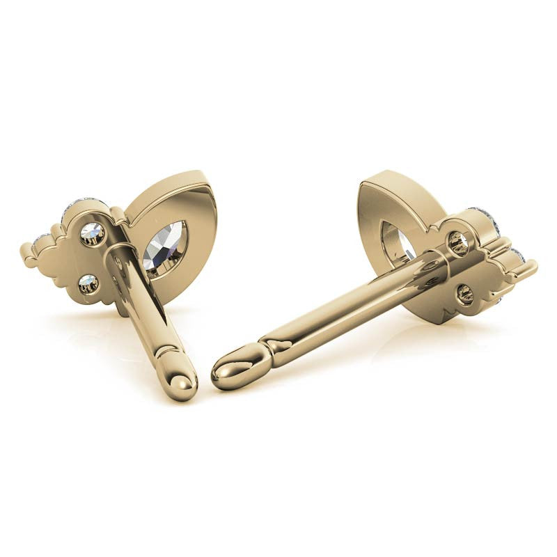 Marquise Bezel and Round Moissanite Stud Earrings