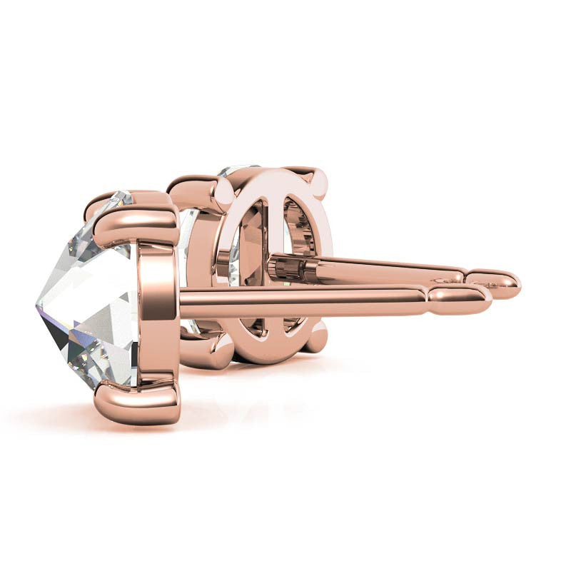 Round Rose Cut Moissanite Earring Studs