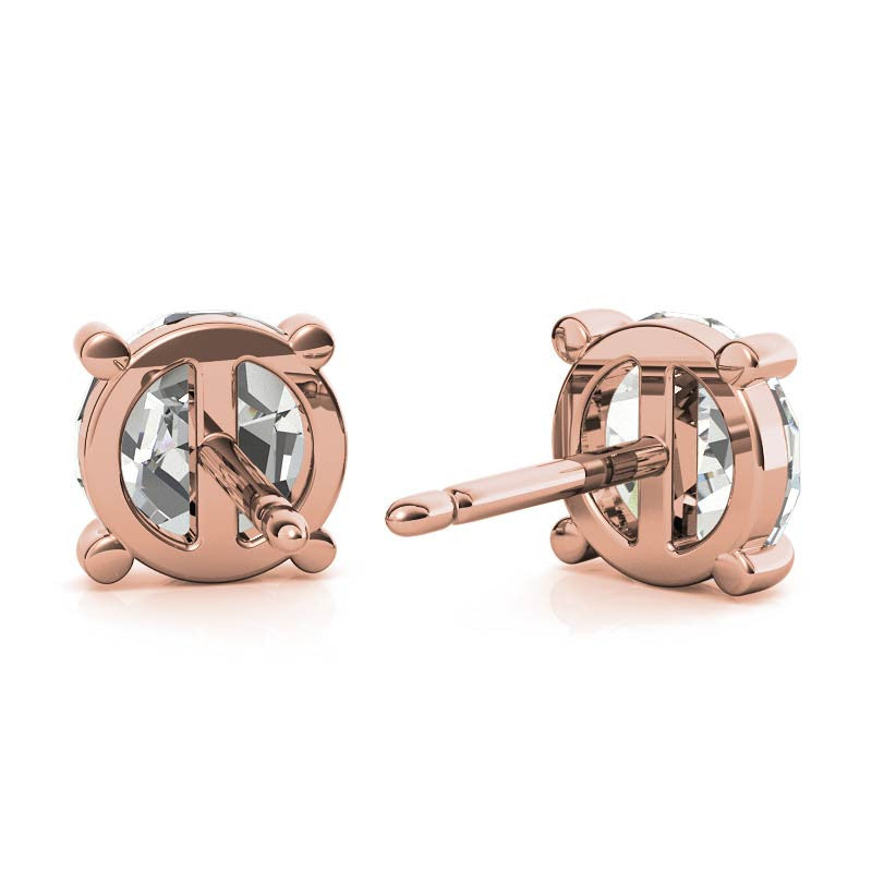 Round Rose Cut Moissanite Earring Studs