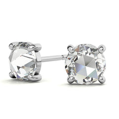 Round Rose Cut Moissanite Earring Studs