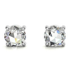 Round Rose Cut Moissanite Earring Studs