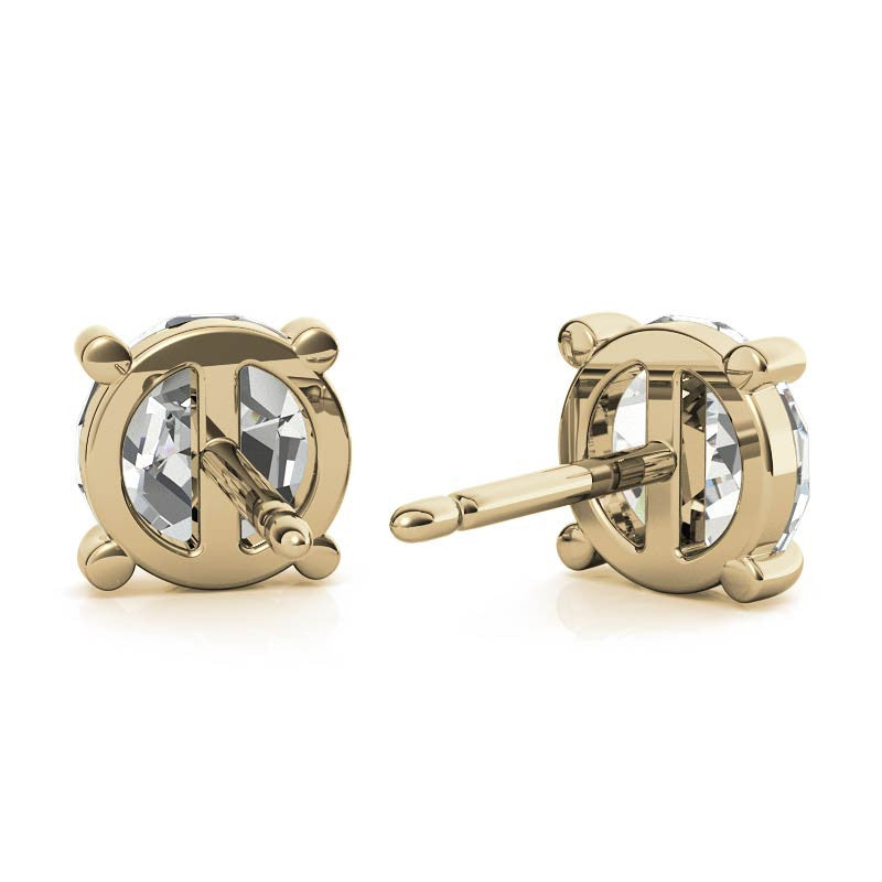 Round Rose Cut Moissanite Earring Studs