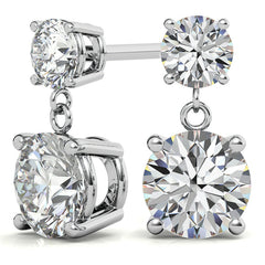 Round Basket Moissanite Drop Earrings