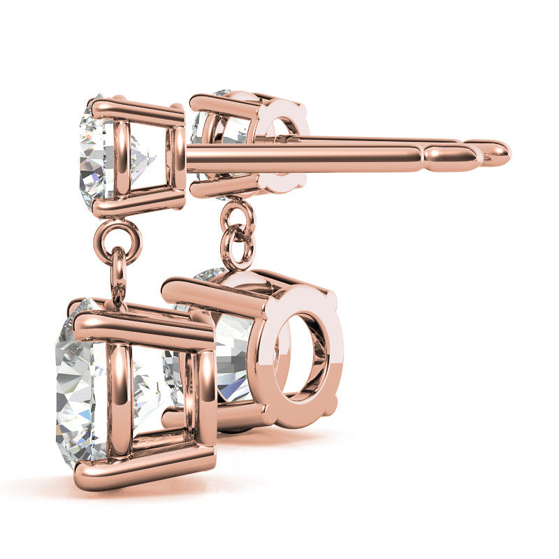 Round Basket Moissanite Drop Earrings
