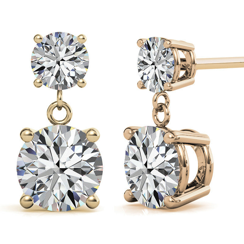 Round Basket Moissanite Drop Earrings