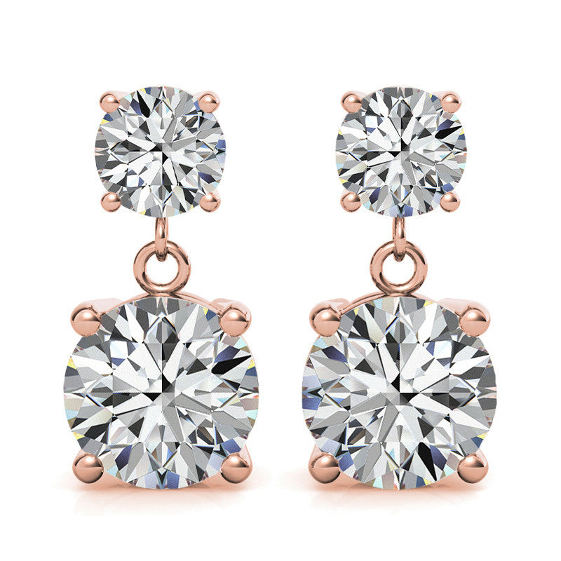 Round Basket Moissanite Drop Earrings