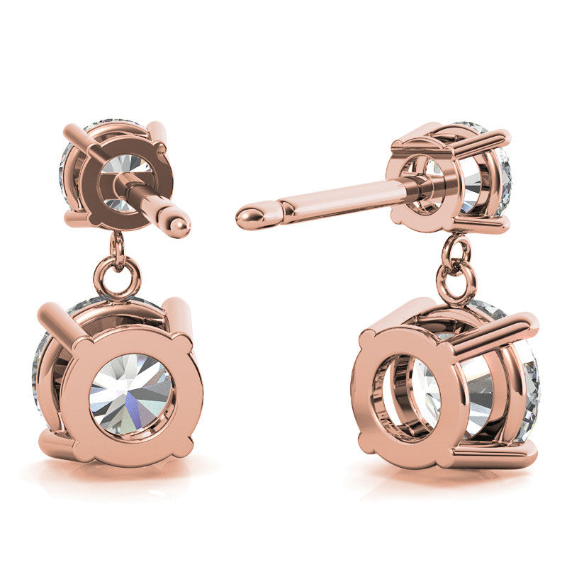 Round Basket Moissanite Drop Earrings