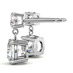 Round Basket Moissanite Drop Earrings