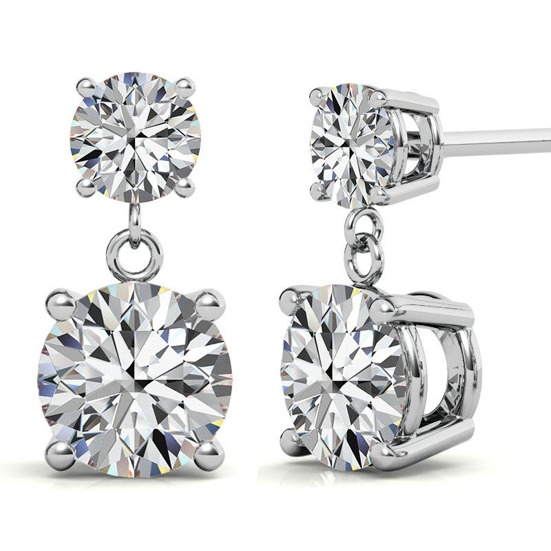 Round Basket Moissanite Drop Earrings