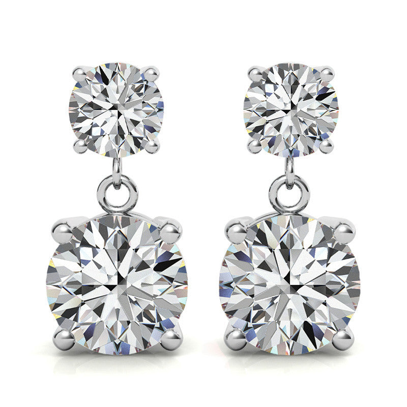 Round Basket Moissanite Drop Earrings