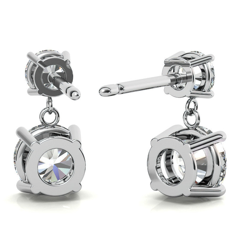 Round Basket Moissanite Drop Earrings