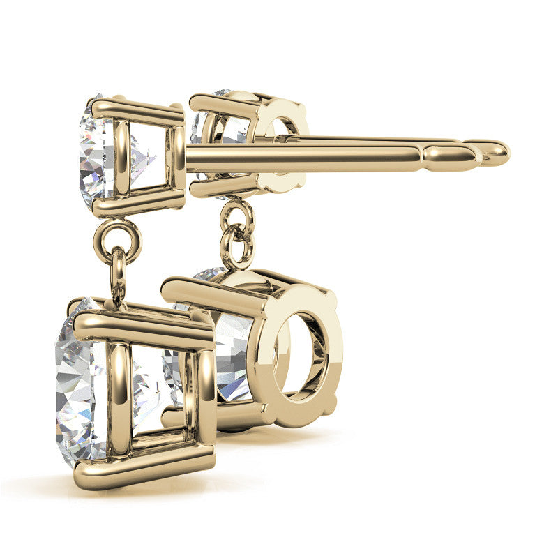 Round Basket Moissanite Drop Earrings