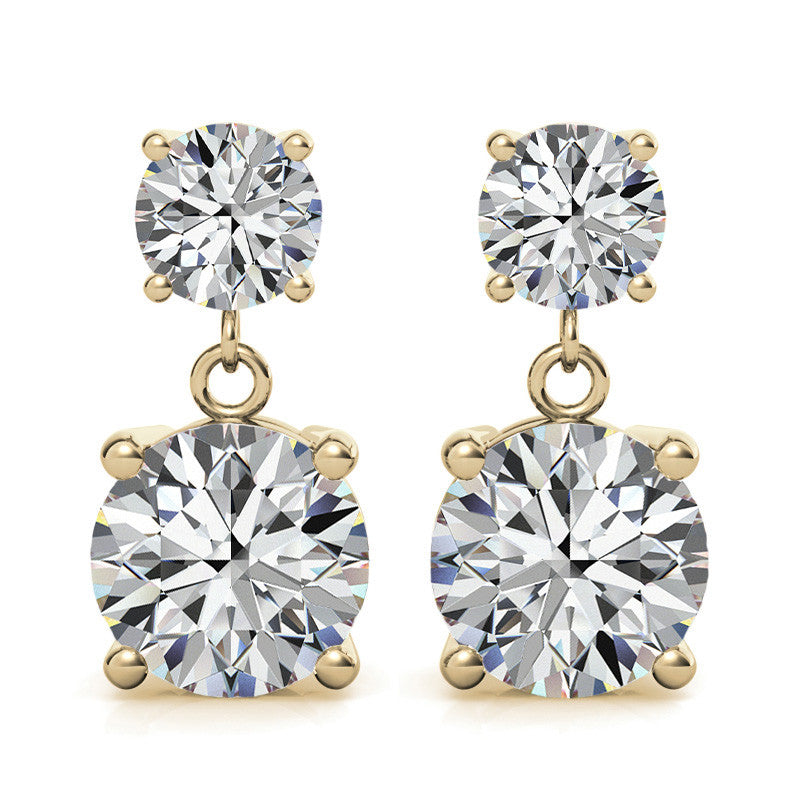 Round Basket Moissanite Drop Earrings
