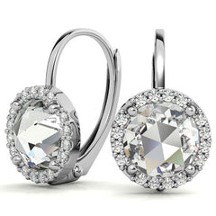 Rose Halo Moissanite Leverback Earrings