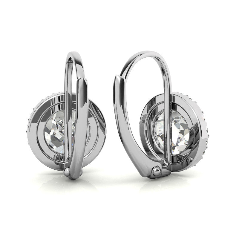 Rose Halo Moissanite Leverback Earrings