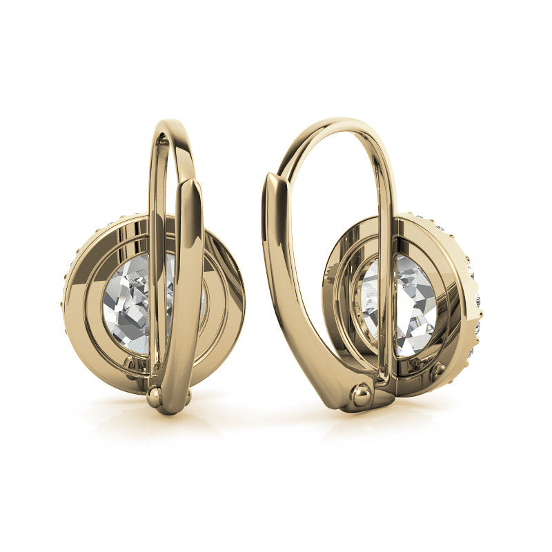 Rose Halo Moissanite Leverback Earrings