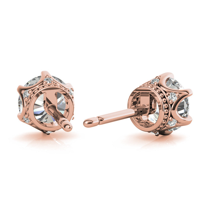 6-Prong Round Moissanite Crown Stud Earrings