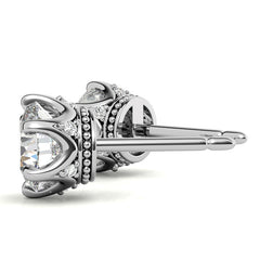 6-Prong Round Moissanite Crown Stud Earrings