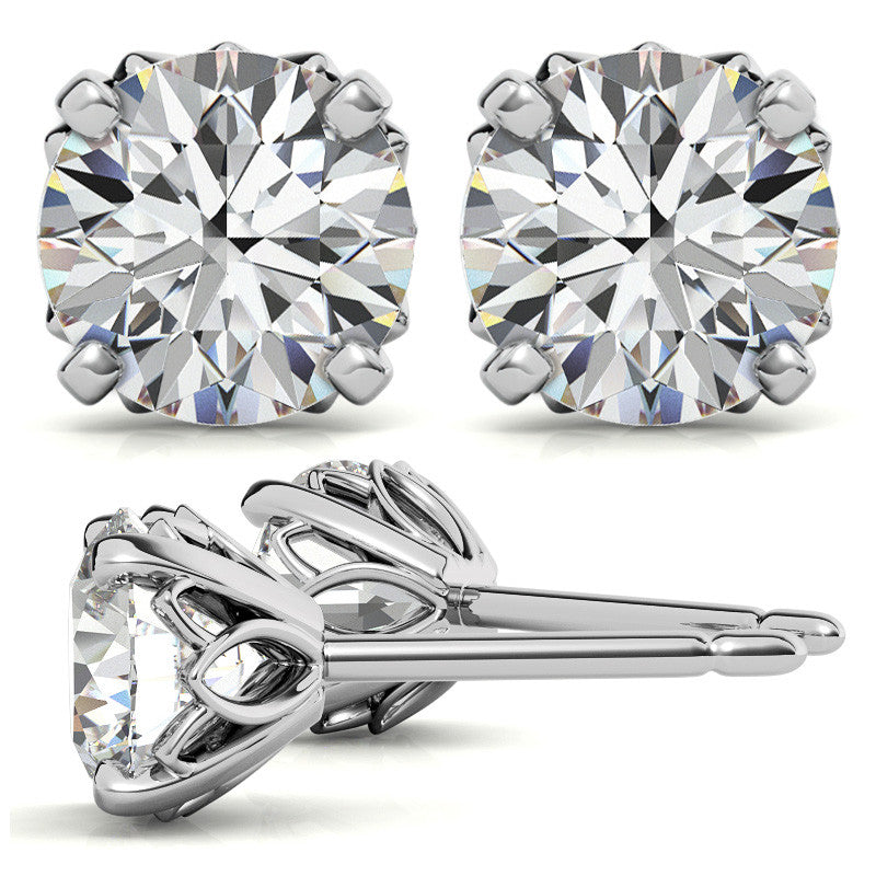 Round Petal Inspired Moissanite Stud Earrings