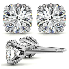 Round Petal Inspired Moissanite Stud Earrings
