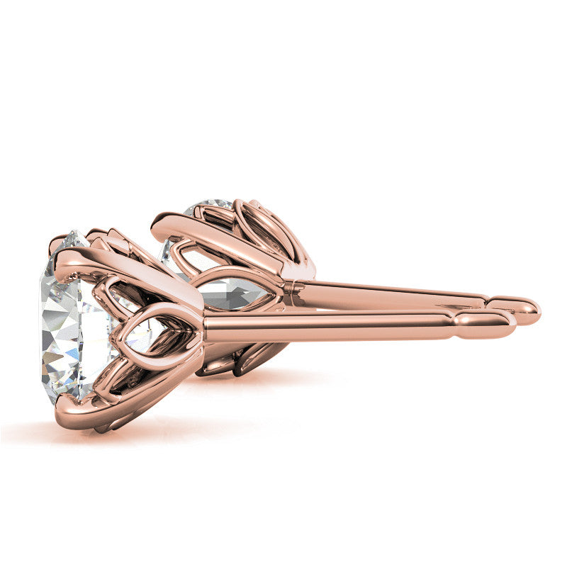Round Petal Inspired Moissanite Stud Earrings