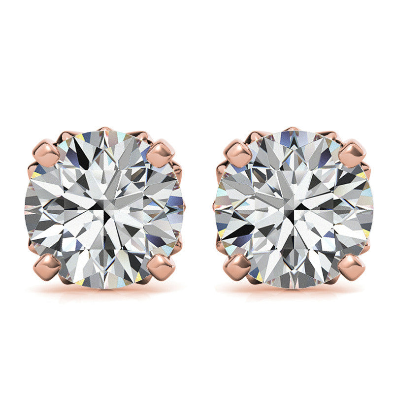 Round Petal Inspired Moissanite Stud Earrings