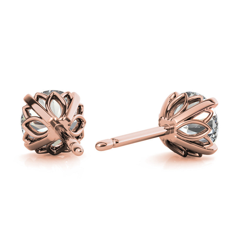 Round Petal Inspired Moissanite Stud Earrings