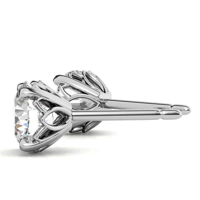 Round Petal Inspired Moissanite Stud Earrings