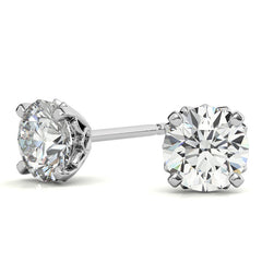 Round Petal Inspired Moissanite Stud Earrings