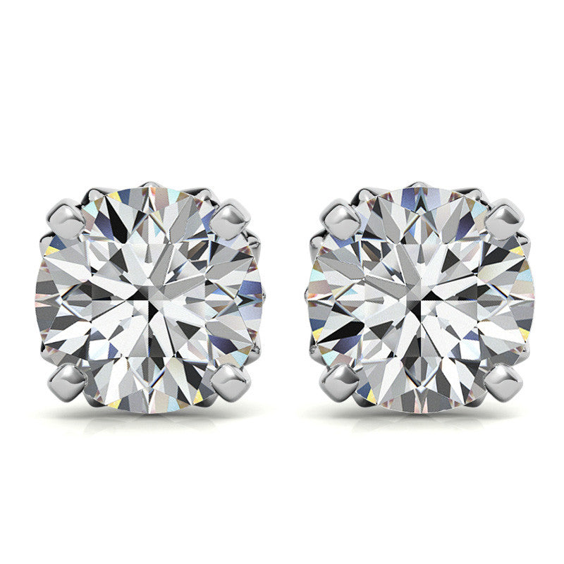Round Petal Inspired Moissanite Stud Earrings
