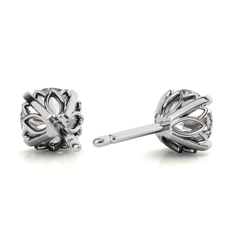 Round Petal Inspired Moissanite Stud Earrings