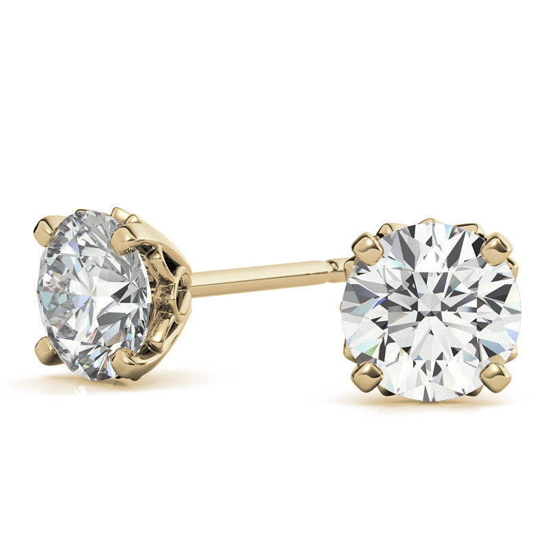 Round Petal Inspired Moissanite Stud Earrings