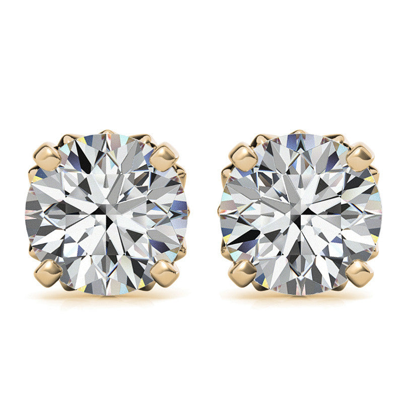 Round Petal Inspired Moissanite Stud Earrings