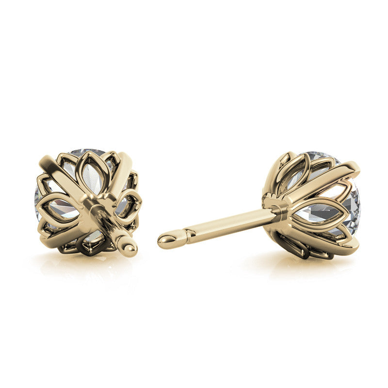 Round Petal Inspired Moissanite Stud Earrings