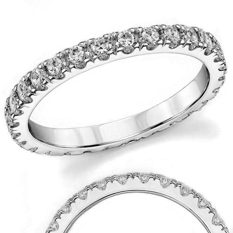 2.0mm Moissanite Round 4-Prong Eternity Ring