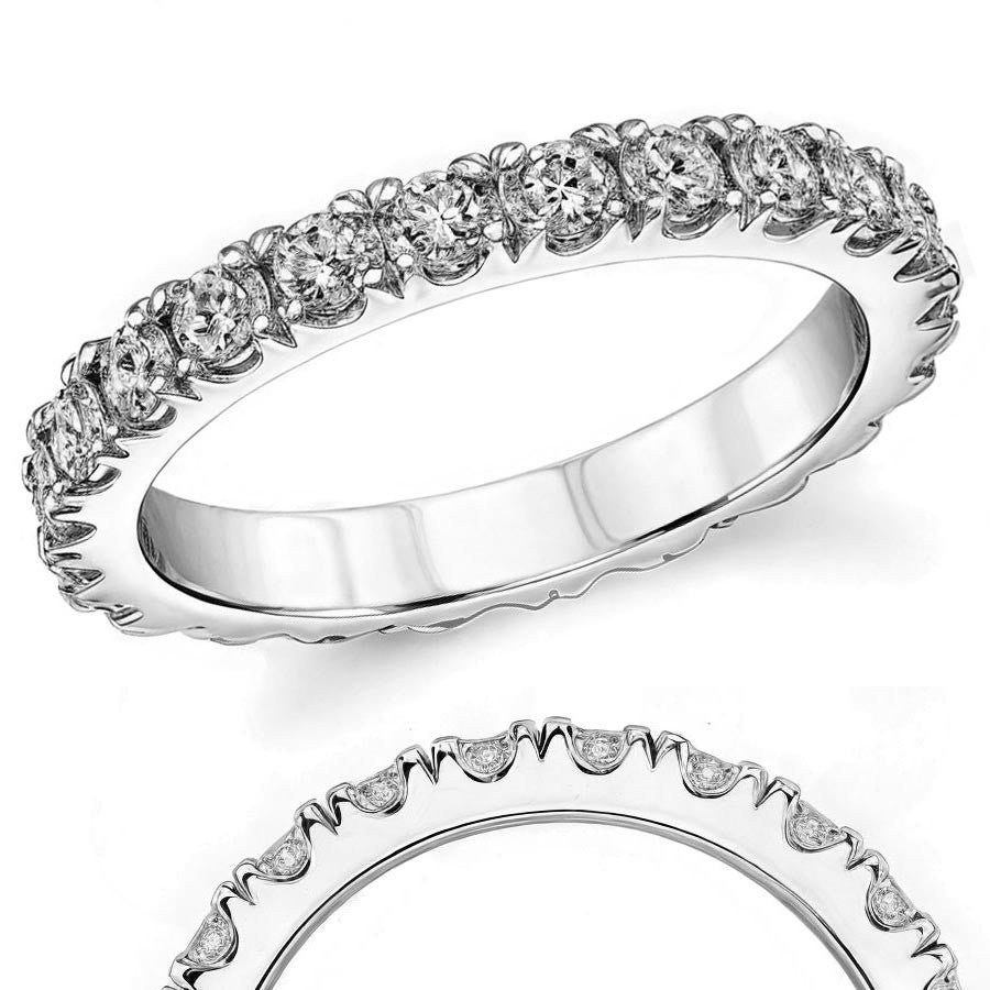 2.5mm Moissanite Round 4-Prong Eternity Ring