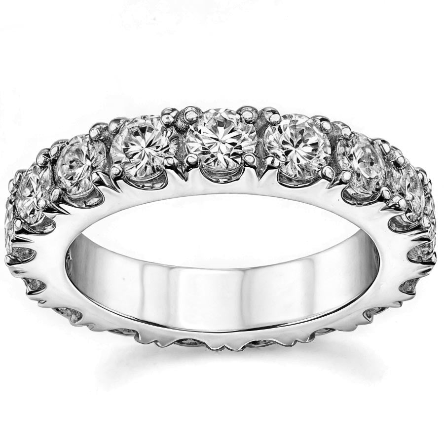 4.0mm Moissanite Round 4-Prong Eternity Ring