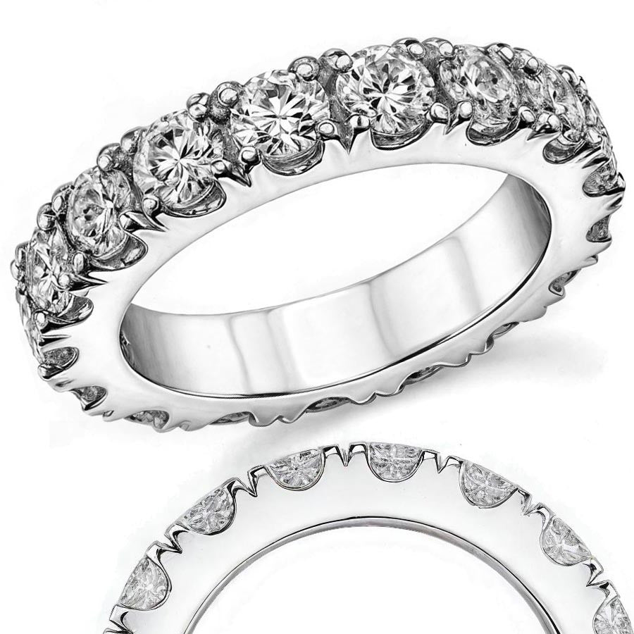 4.0mm Moissanite Round 4-Prong Eternity Ring