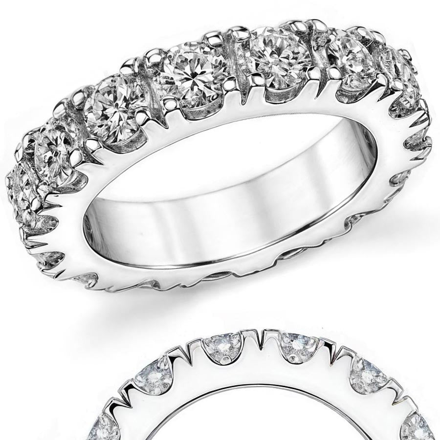 4.5mm Moissanite Round 4-Prong Eternity Ring