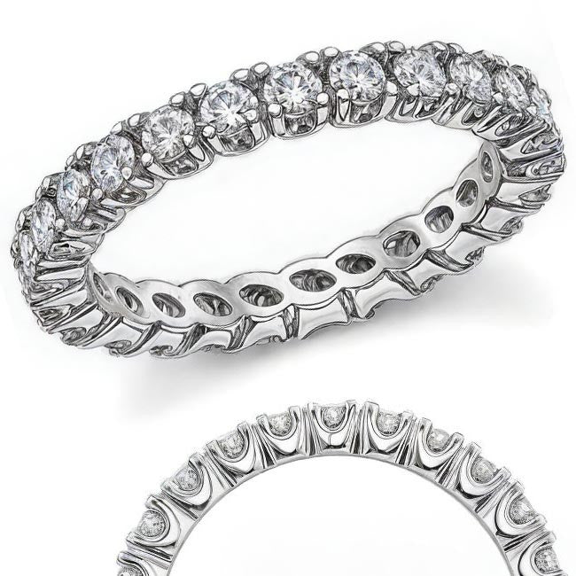 2.5mm Moissanite Round 4-Prong Eternity Ring