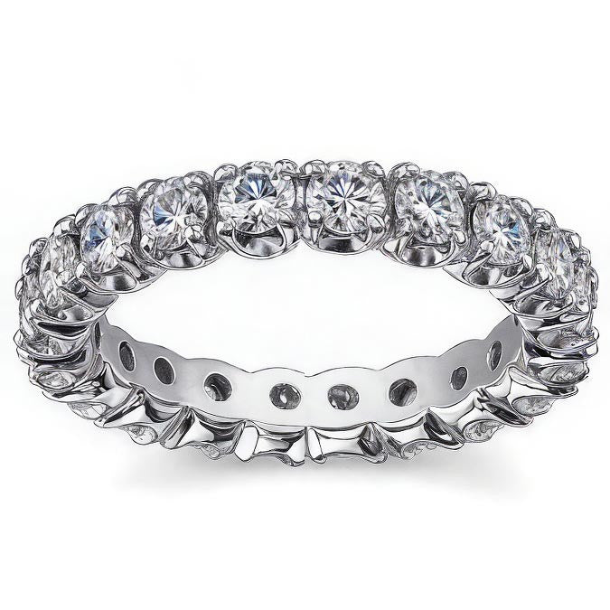 3.0mm Moissanite Round 4-Prong Eternity Ring